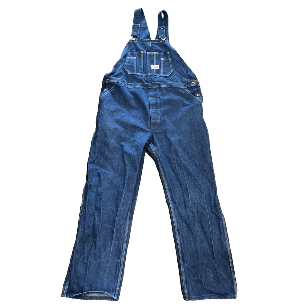 Mens Round House Denim Jeans Carpenters Bib Overalls Size 42X32 Work Dungarees